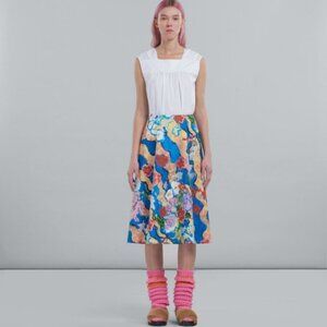Marni Blue Midi A-line Skirt